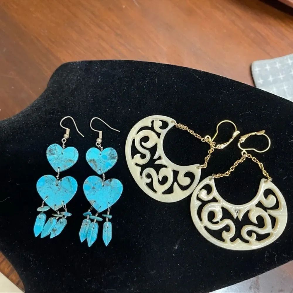 Turquoise and Ivory bundle of earrings - Picture 3 of 3